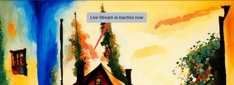 Boomstream player displaying "Live Broadcasting is inactive now" message
