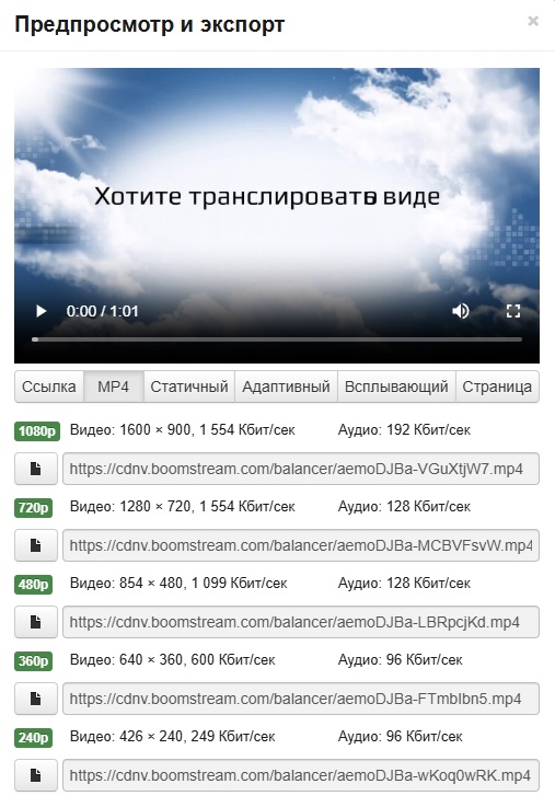 MP4 транскоды