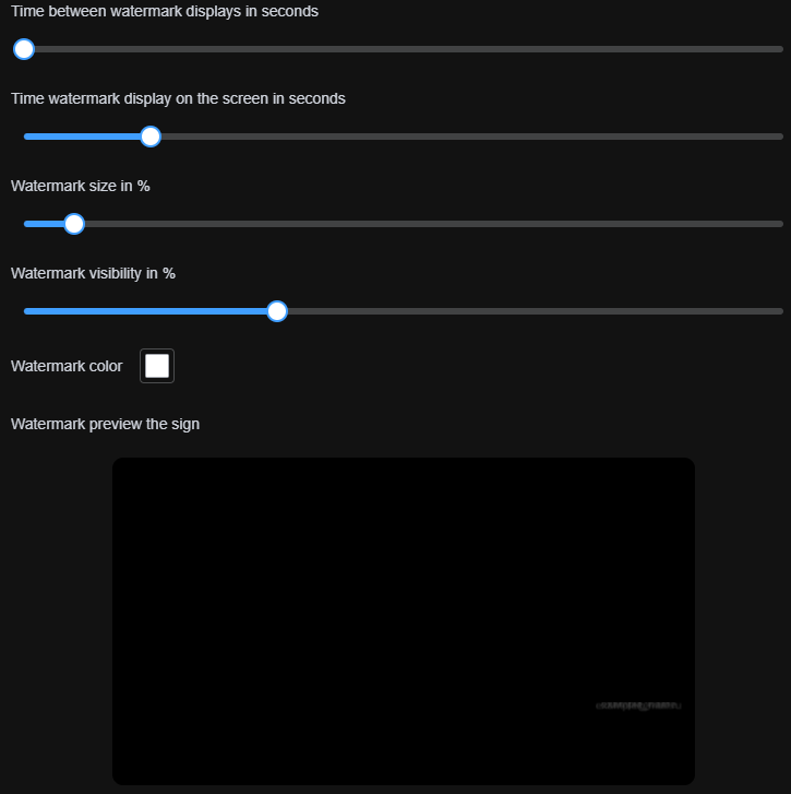Customizing dynamic watermark display settings in Boomstream