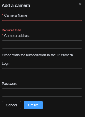 Configuring IP camera settings with RTSP address and authentication in Boomstream