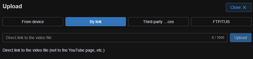 Entering a direct URL link for file upload