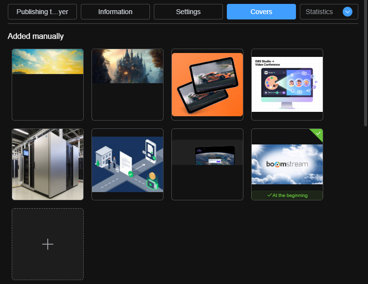 Covers tab for managing broadcast thumbnail images