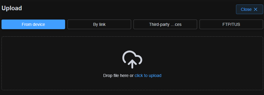 Selecting a file from local computer storage