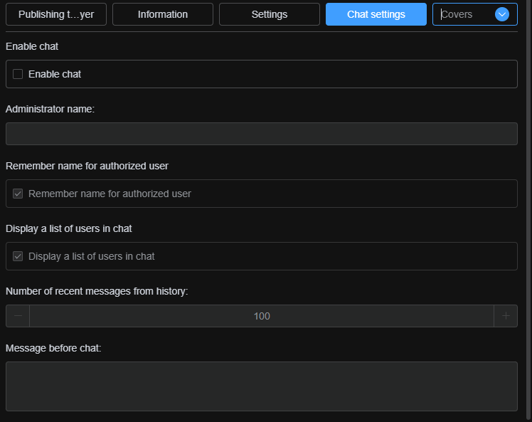 Navigating to the Chat Settings tab for a live broadcast
