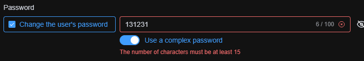 Boomstream strong password validation screen