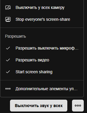 Общие настройки и разрешения для участников конференции